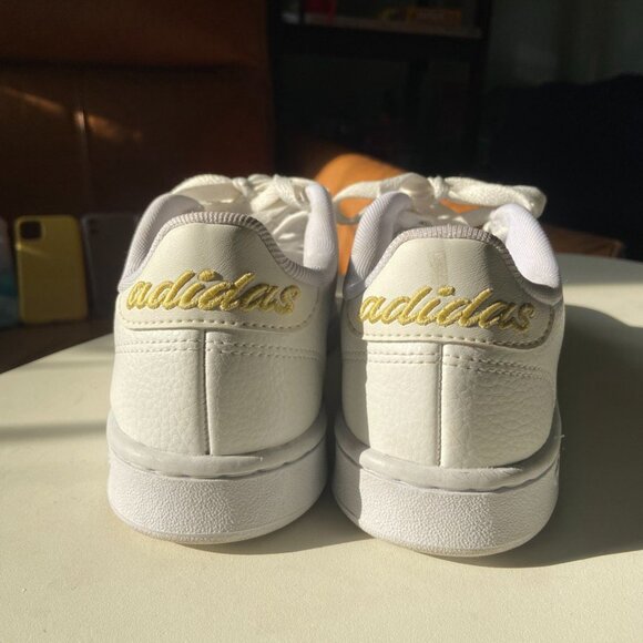 White Leather Adidas Sneakers with Gold Details - Picture 2 of 3